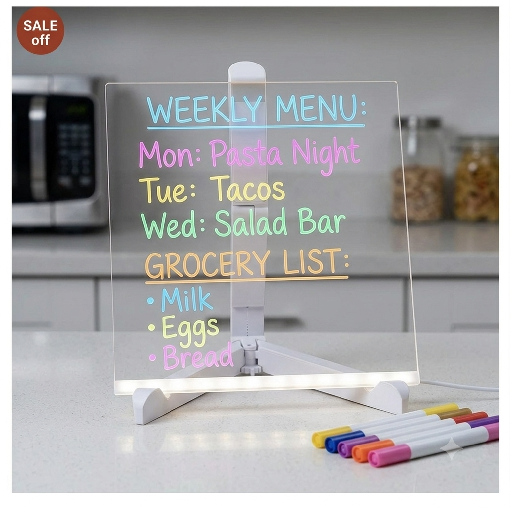 Acrylic LED Board With Colorful Night Light & 7 Neon Pens
