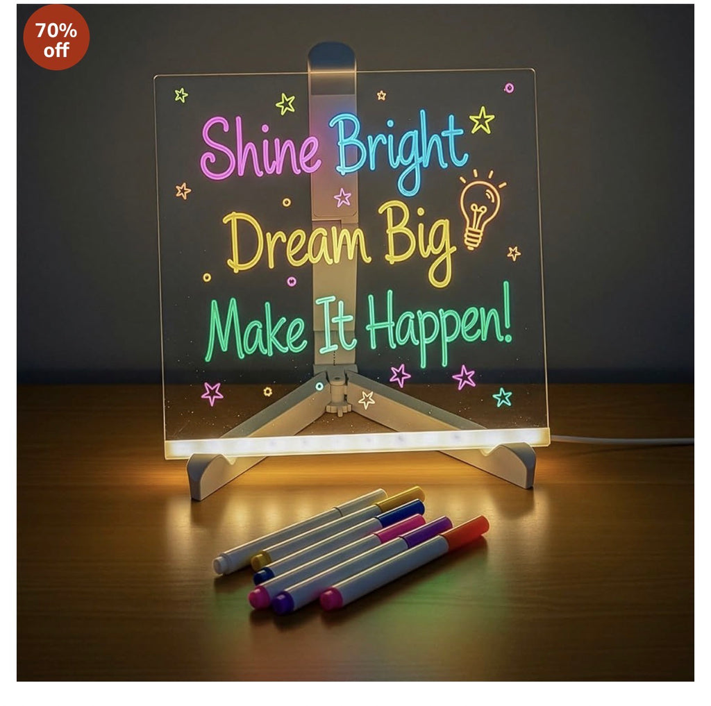 Acrylic LED Board With Colorful Night Light & 7 Neon Pens